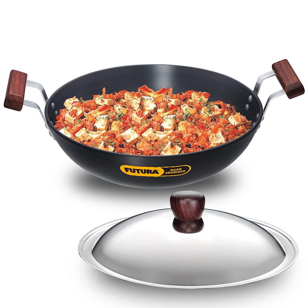 Hawkins Futura 4 Litre Deep Fry Pan, Hard Anodised Kadai ,Black (AK40S)