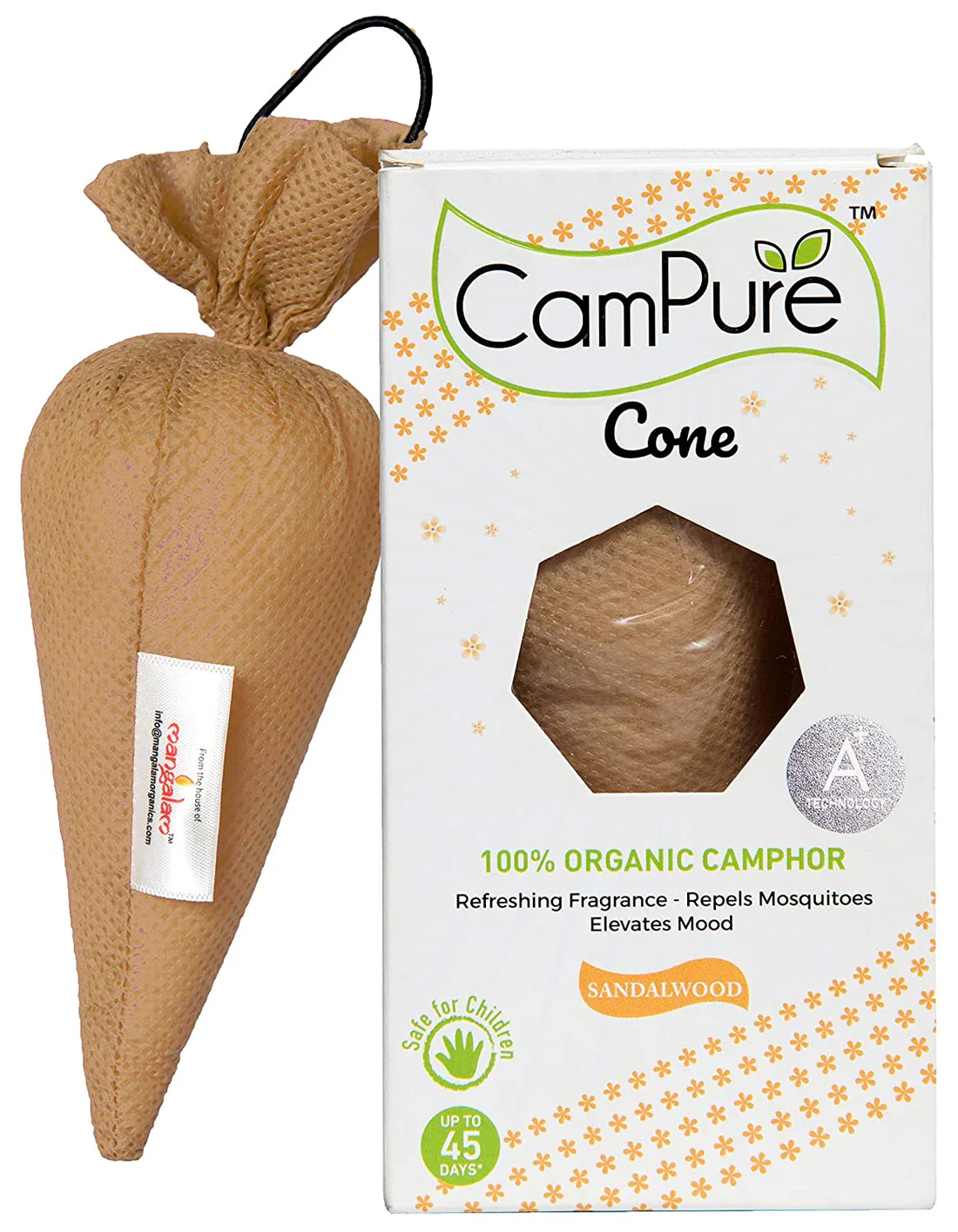 Campure Camphor Cone Air Freshener Sandalwood ( 60 g) (Last 45 Days) 10 Pcs