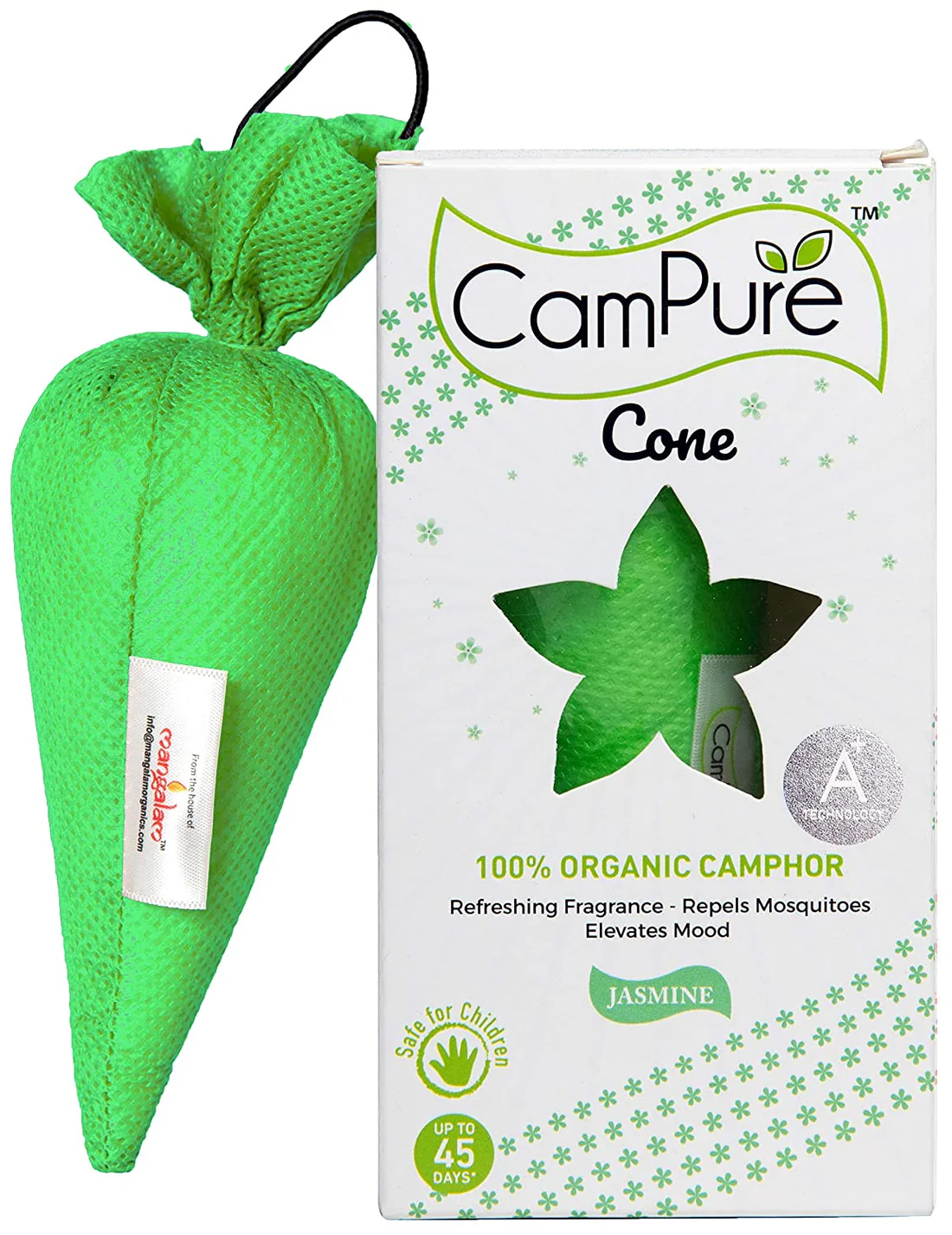 Campure Camphor Cone Air Freshener Jasmine  ( 60 g) (Last 45 Days) 10 Pcs