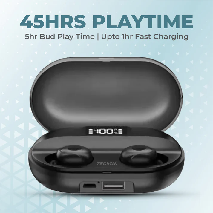 Tecsox Power House Bluetooth Earbuds | 40 Hr Playtime