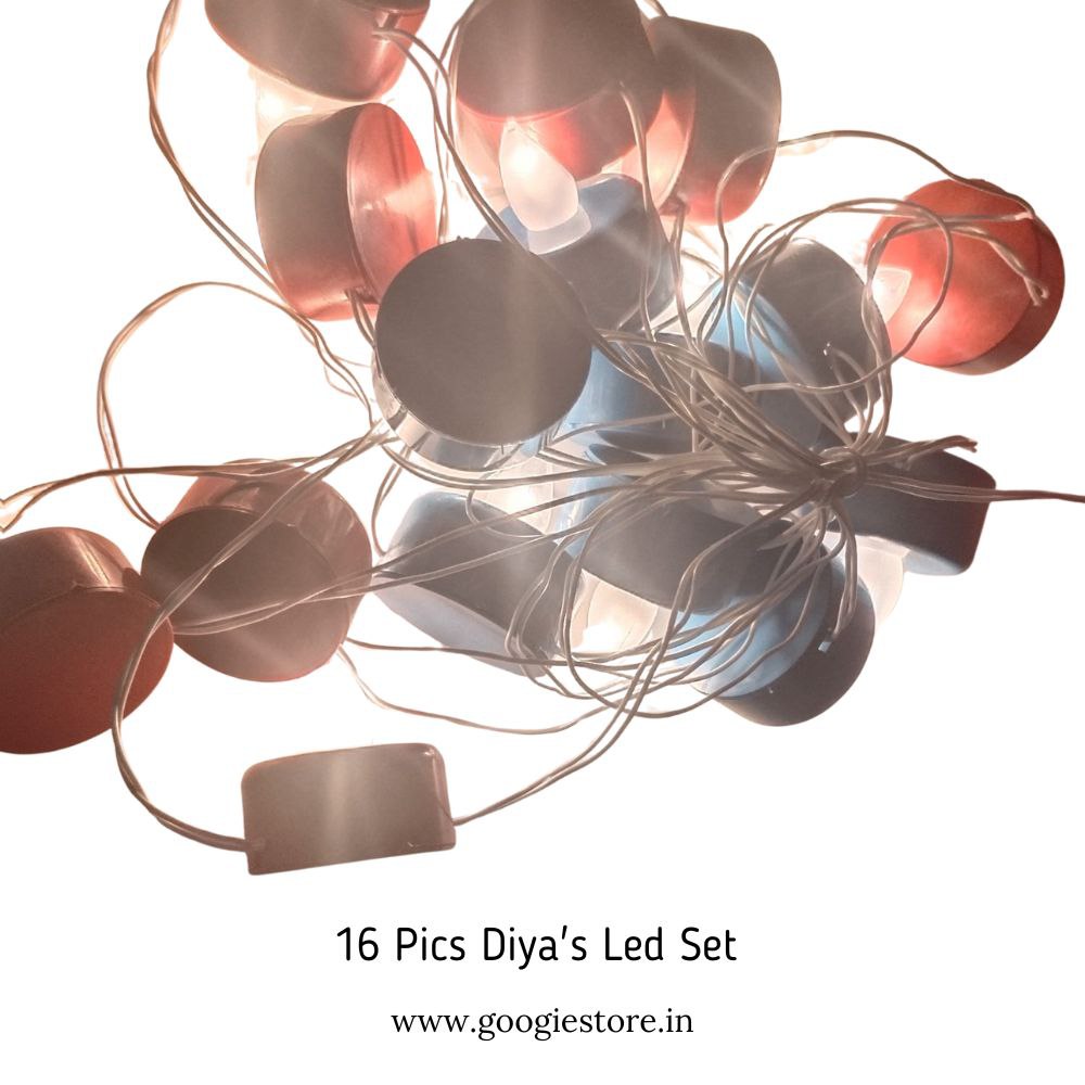 16 Pics Diya Diwali Led Light Chain 10 Pcs Pack in One Box